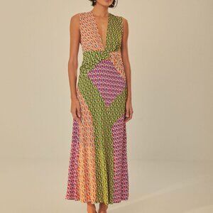 FARM Rio Multi-Color Geometric Print Maxi Dress